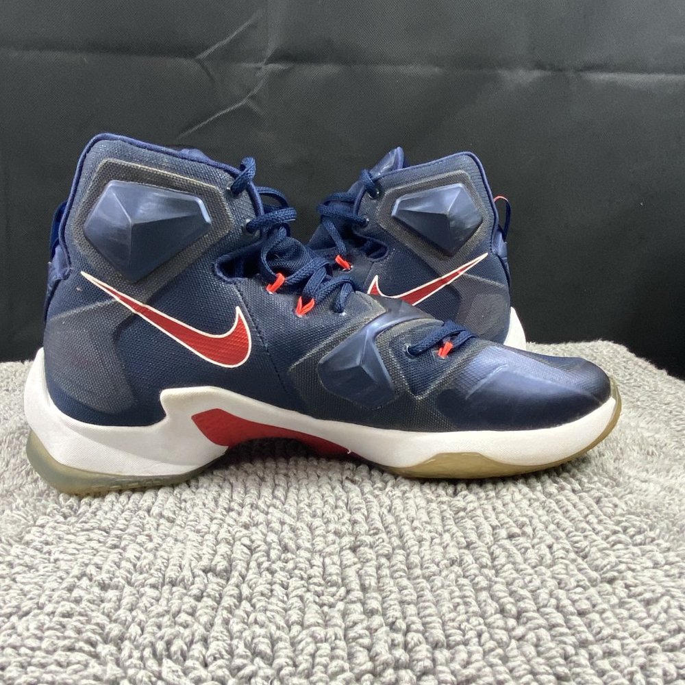 Nike Lebron XIII Basketball Sneakers Shoes Mens Size 10.5 Navy Red 807219-461 - Picture 3 of 11